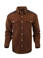 Camisa El Estanciero · Pana Canalada con Paneles de Cuero